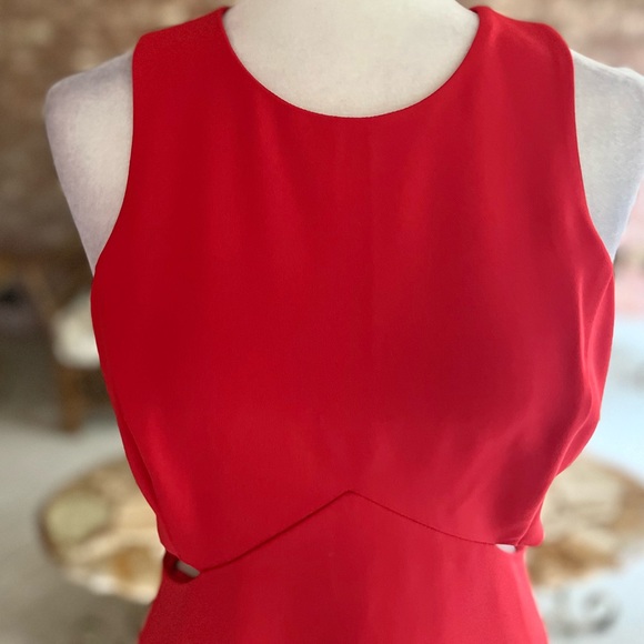 Express Red Cutout Side Fit & Flare Mini Dress 6 - Picture 3 of 16